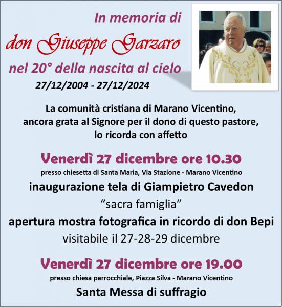 Ricordo di don Giuseppe Garzaro nel 20° della morte
